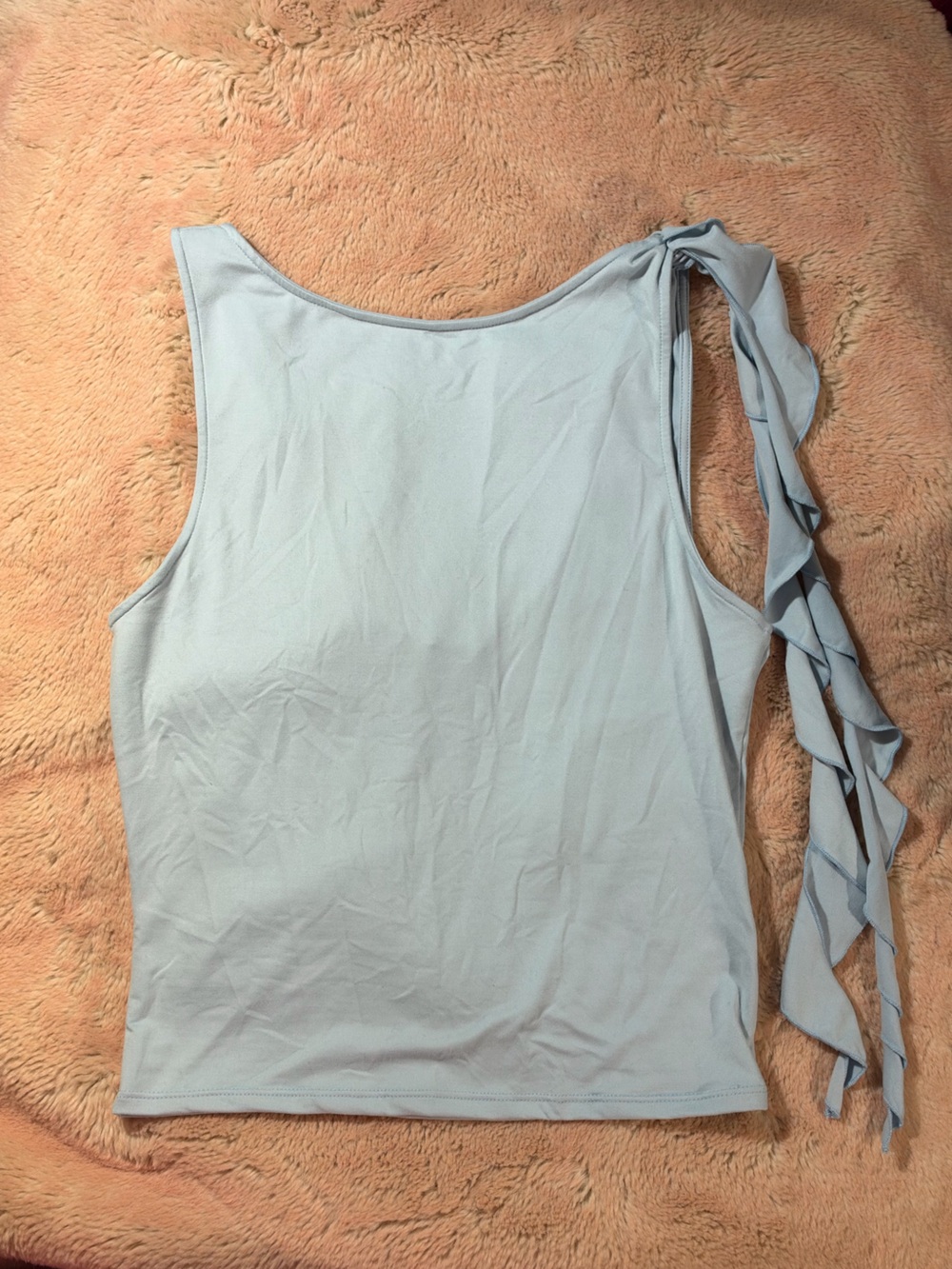 Kimchi Blue Light Blue One-Shoulder Tank with Side Tie Detail